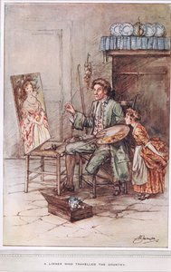 Egy Limner, aki beutazta az országot, illusztráció Oliver Goldsmith „The Vicar of Wakefield” című művéből, 1910 körül